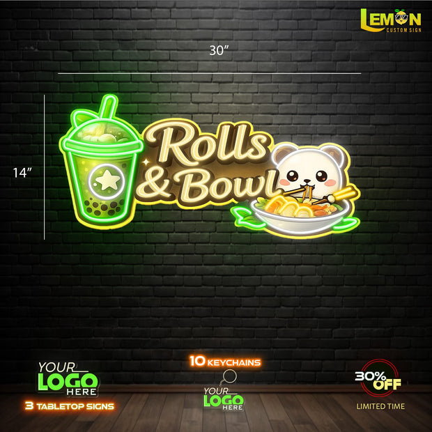 Rolls & Bowl | LED NEON SIGN