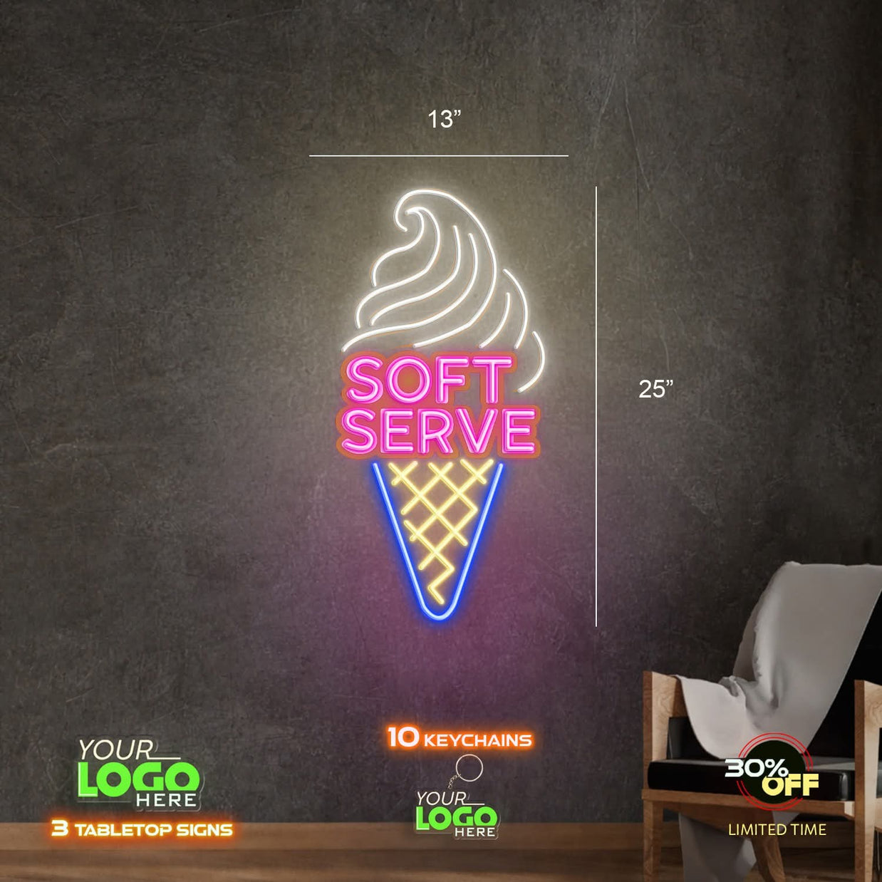 COFFEE SIGN AND SOFTSERVE SIGN| LED NEON SIGN ( 2 SIGNS)