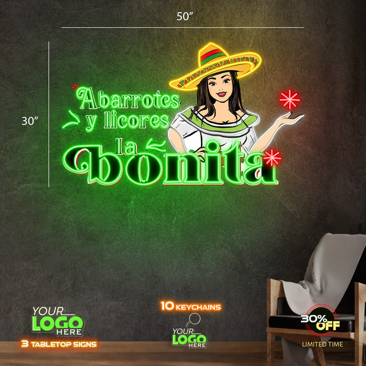 Abarrotes Y Licores La Bonita | LED NEON SIGN