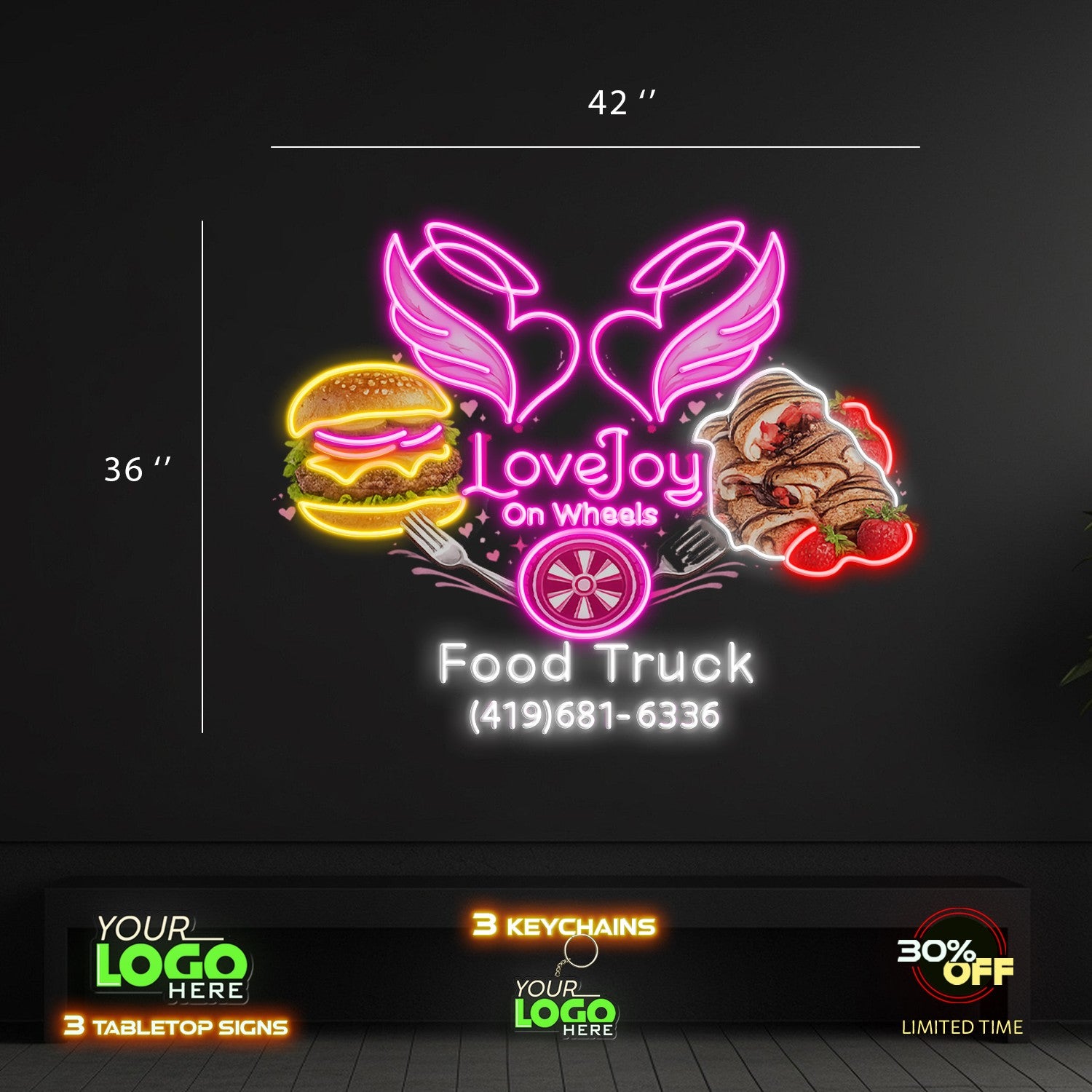 LoveJoy On Wheels Sign And Garage Door Service Sign | 2 LED SIGNS