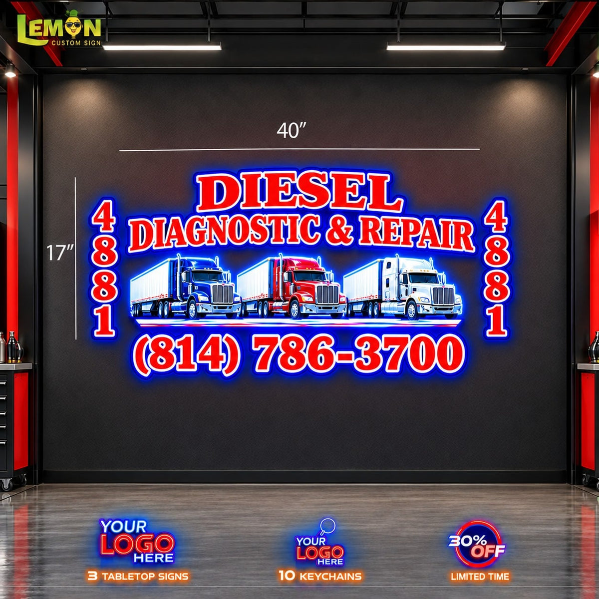 DIESEL DIAGNOSTIC & REPAIR | Led Neon Sign & 100 Keychains
