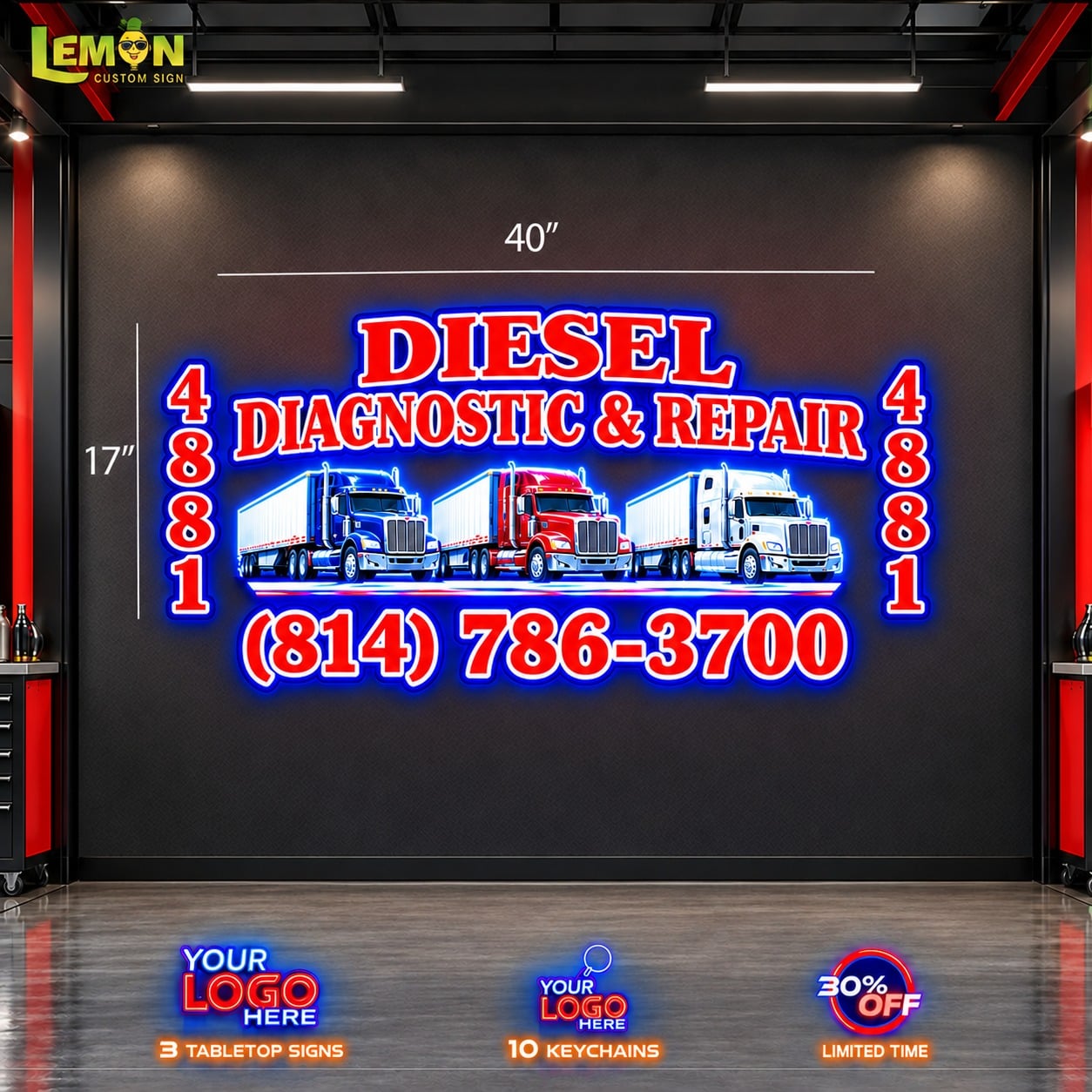 DIESEL DIAGNOSTIC & REPAIR | Led Neon Sign & 100 Keychains