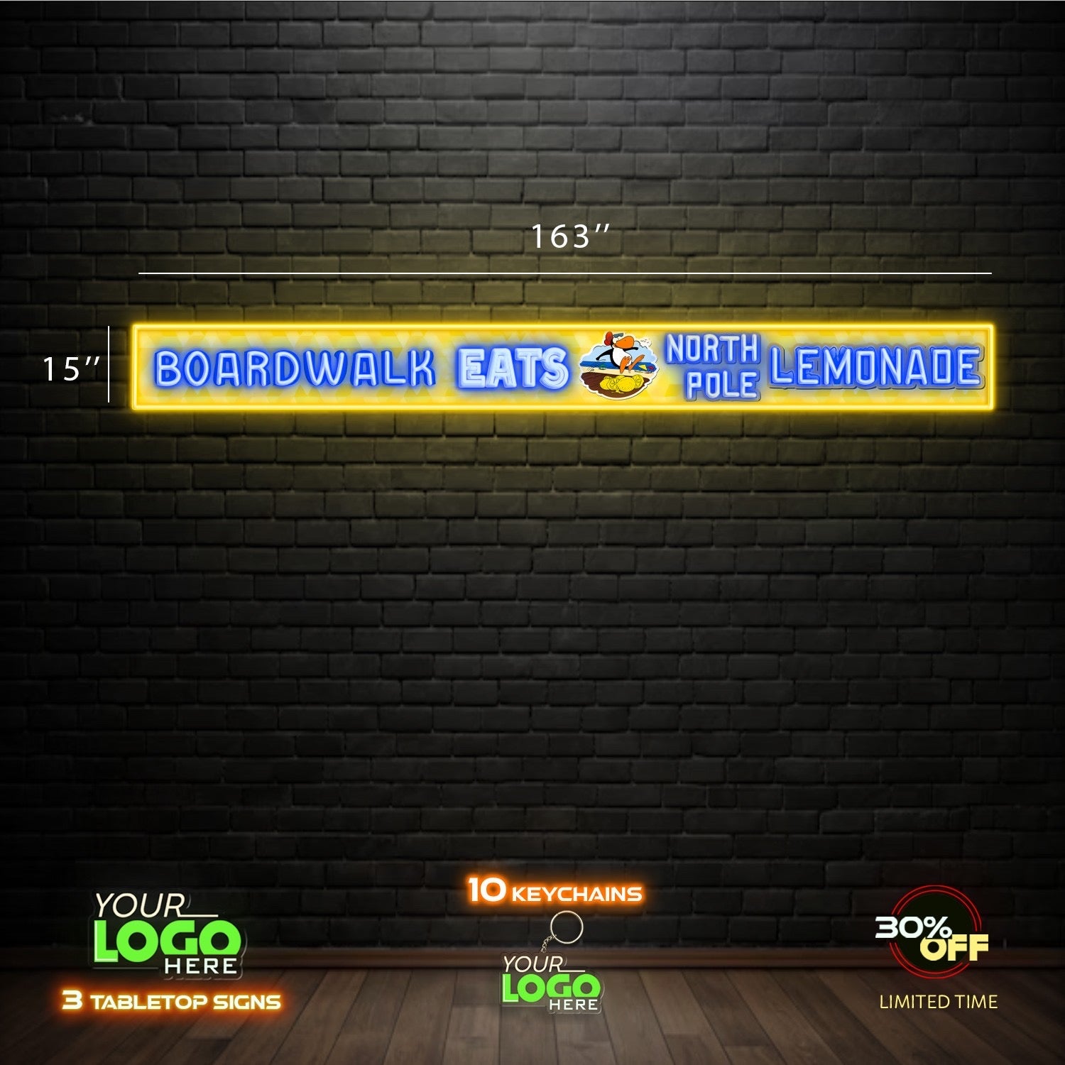 BOARDWALK EATS | LED NEON SIGN (WATERPROOF SIGN and EXPRESS SHIPPING)