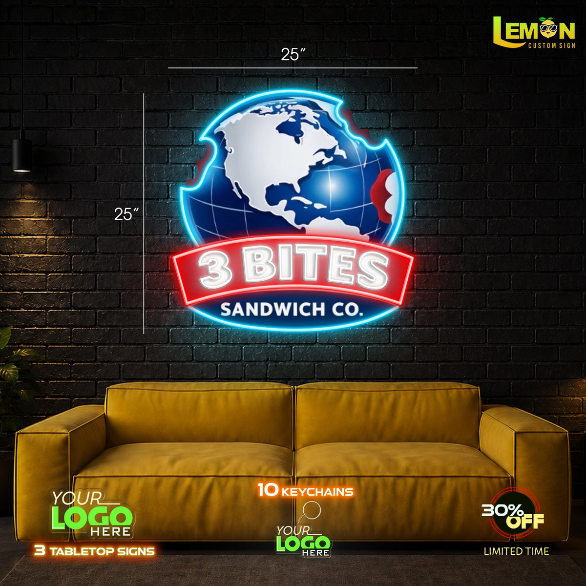 3 BITES SANDWICH CO. | LED NEON SIGN