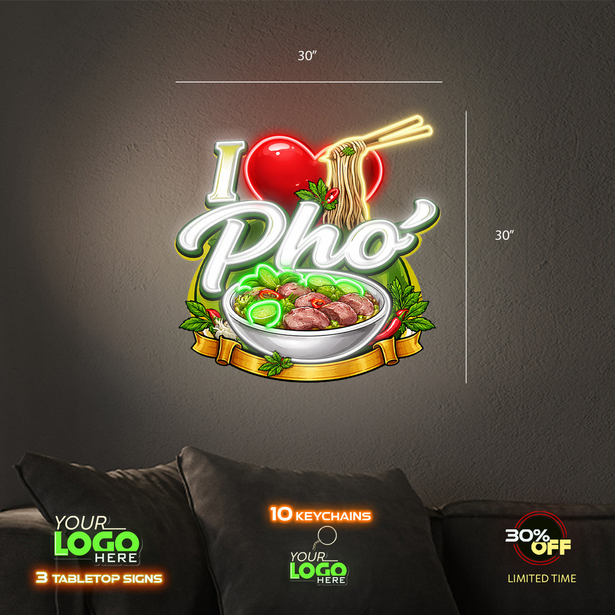I LOVE PHO | LED NEON SIGN