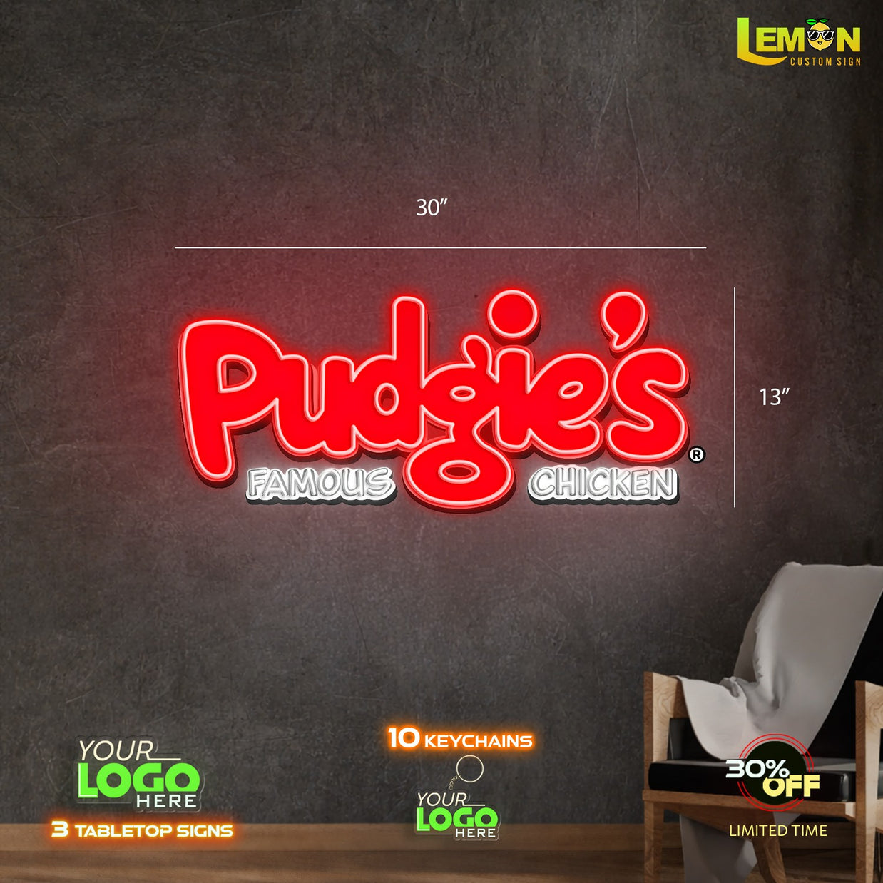 PUDGIE'S | LED NEON SIGN