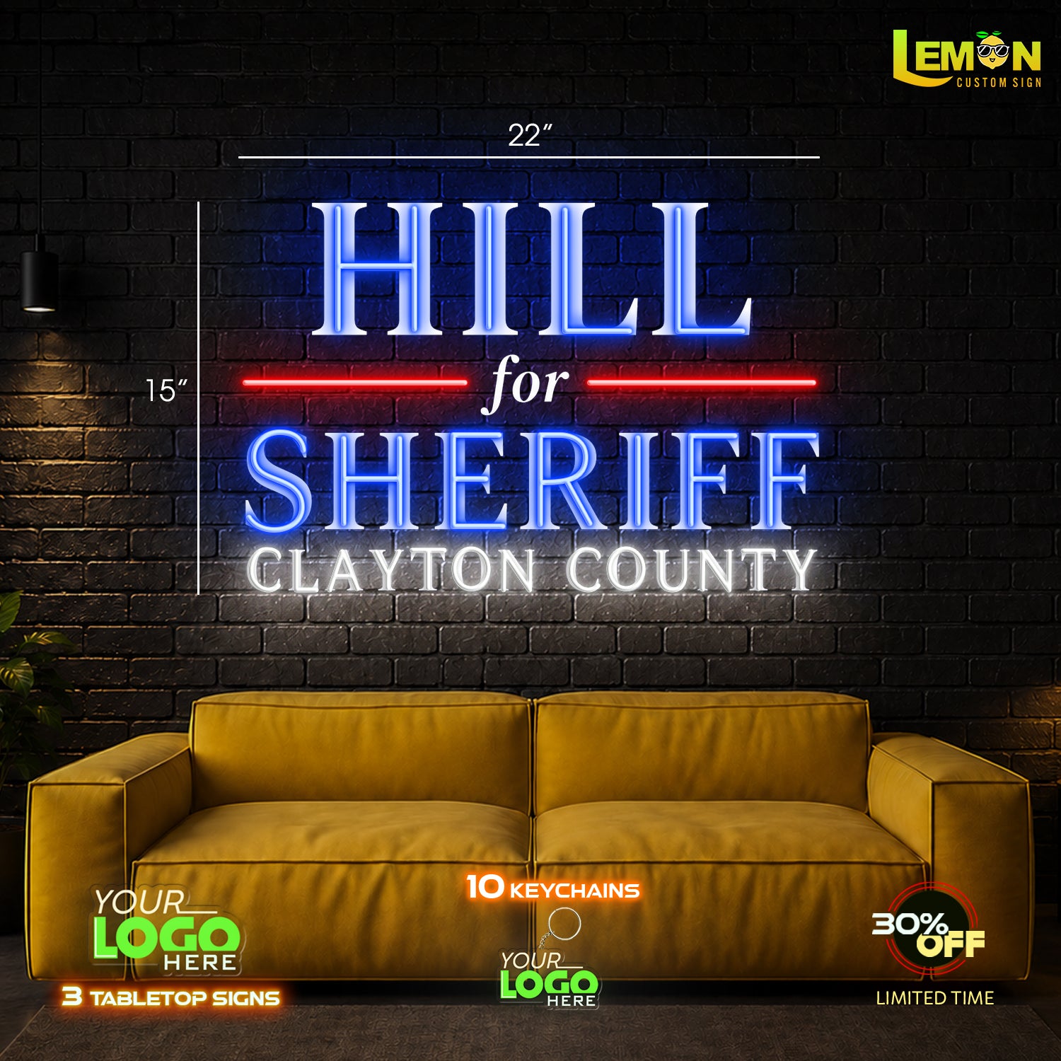 HILL FOR SHERIFF CLAYTON COUNTY | LED NEON SIGN