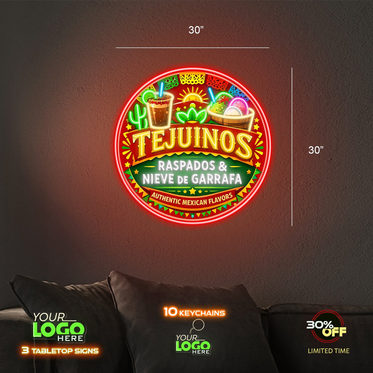 TEJUINOS  RASPADOS & NIEVE DE GARRAFA | LED NEON SIGN