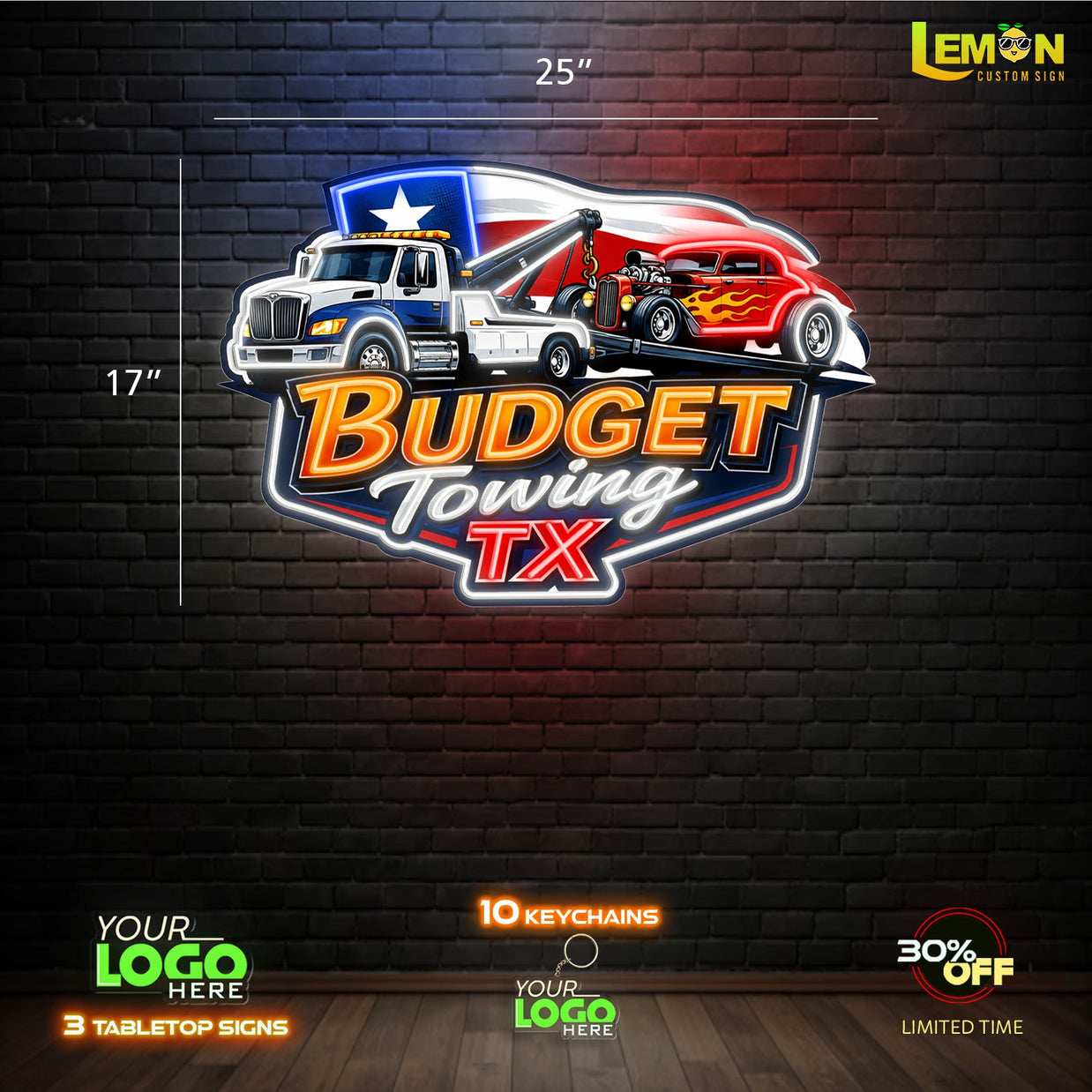 BUDGET TOWING TX | LED NEON SIGN
