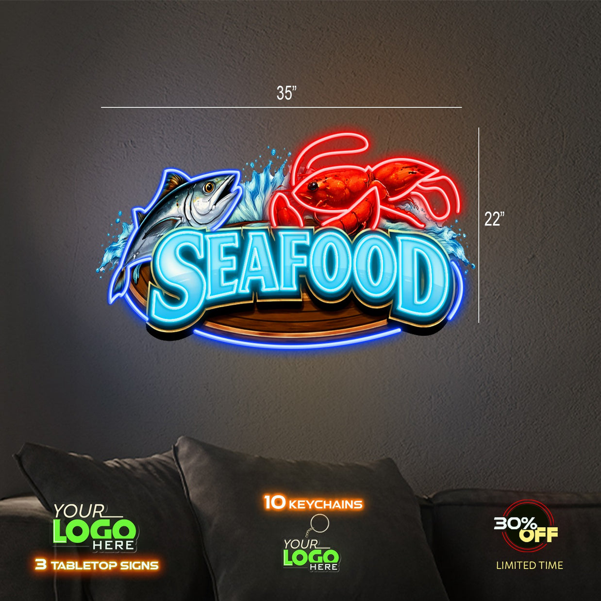 Taco tuesday, Seafood  | LED NEON SIGN (2 SIGNS)