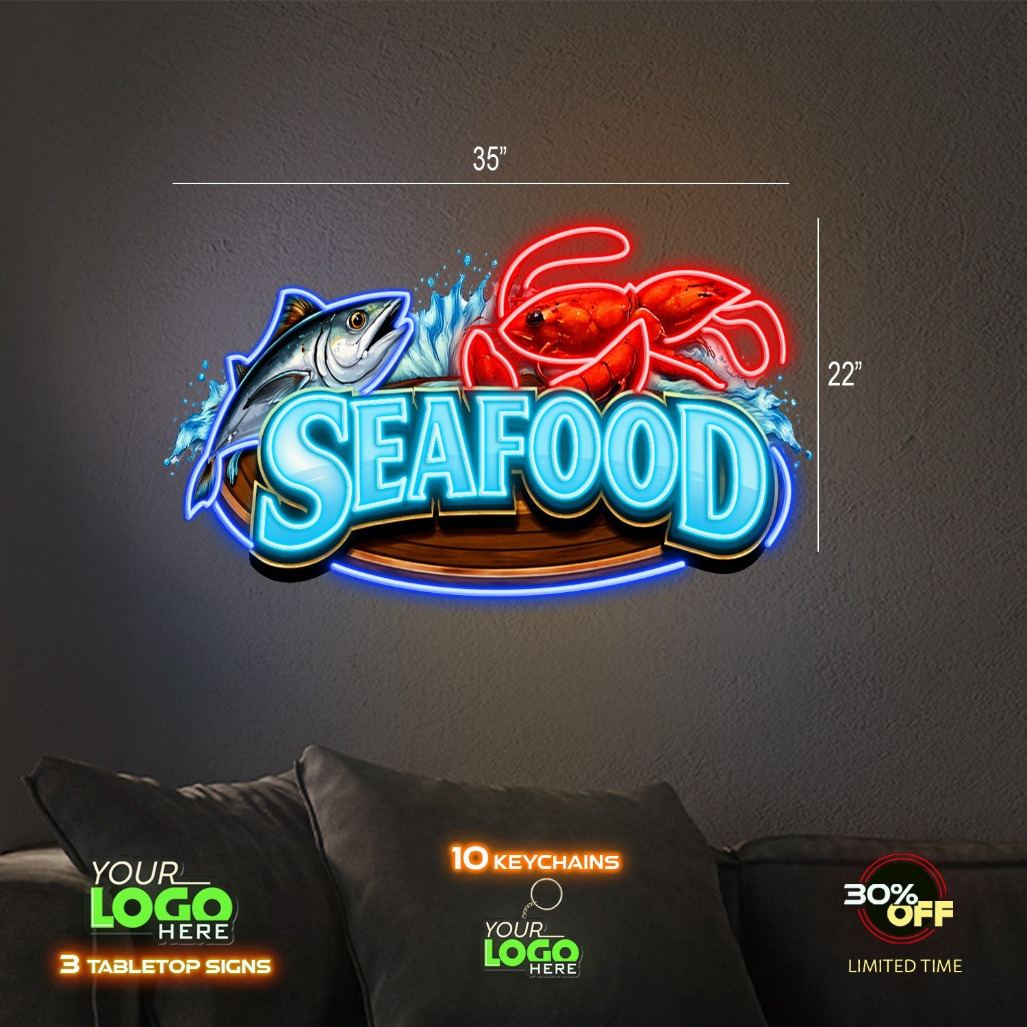Taco tuesday, Seafood  | LED NEON SIGN (2 SIGNS)