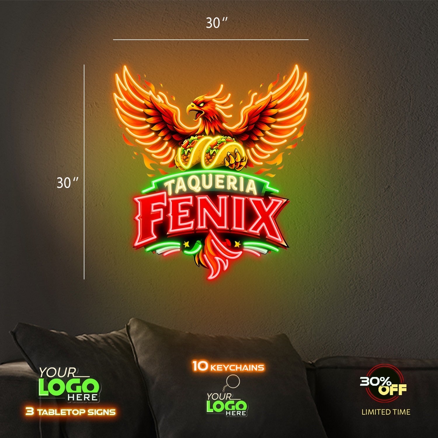 TAQUERIA FENIX | LED NEON SIGN (2 OUTDOOR SIGNS)
