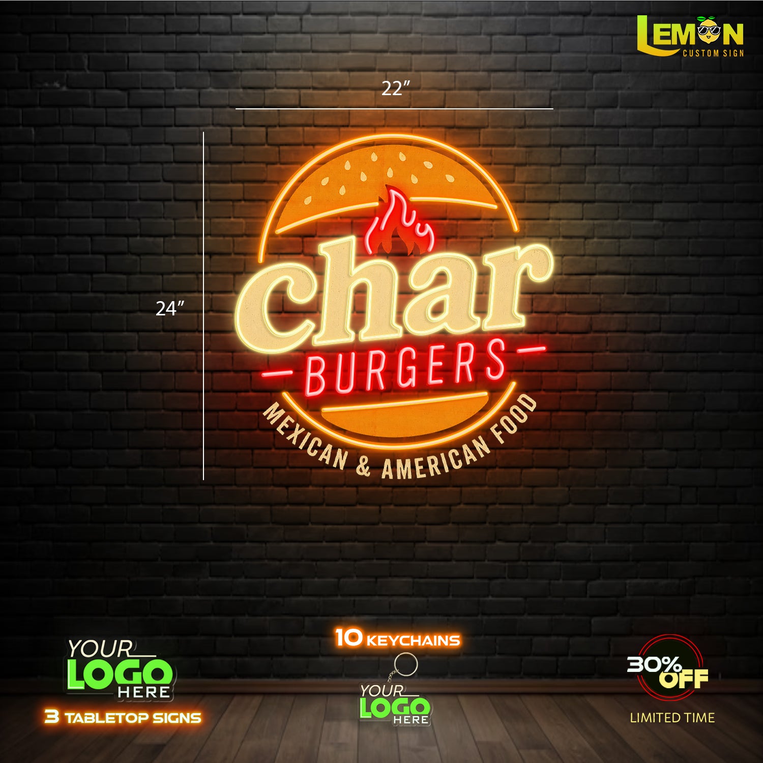 Char BURGERS | LED NEON SIGN