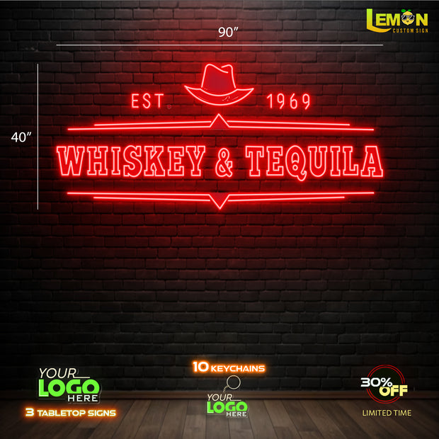 WHISKEY & TEQUILA | LED NEON SIGN ( OUTDOOR SIGN)