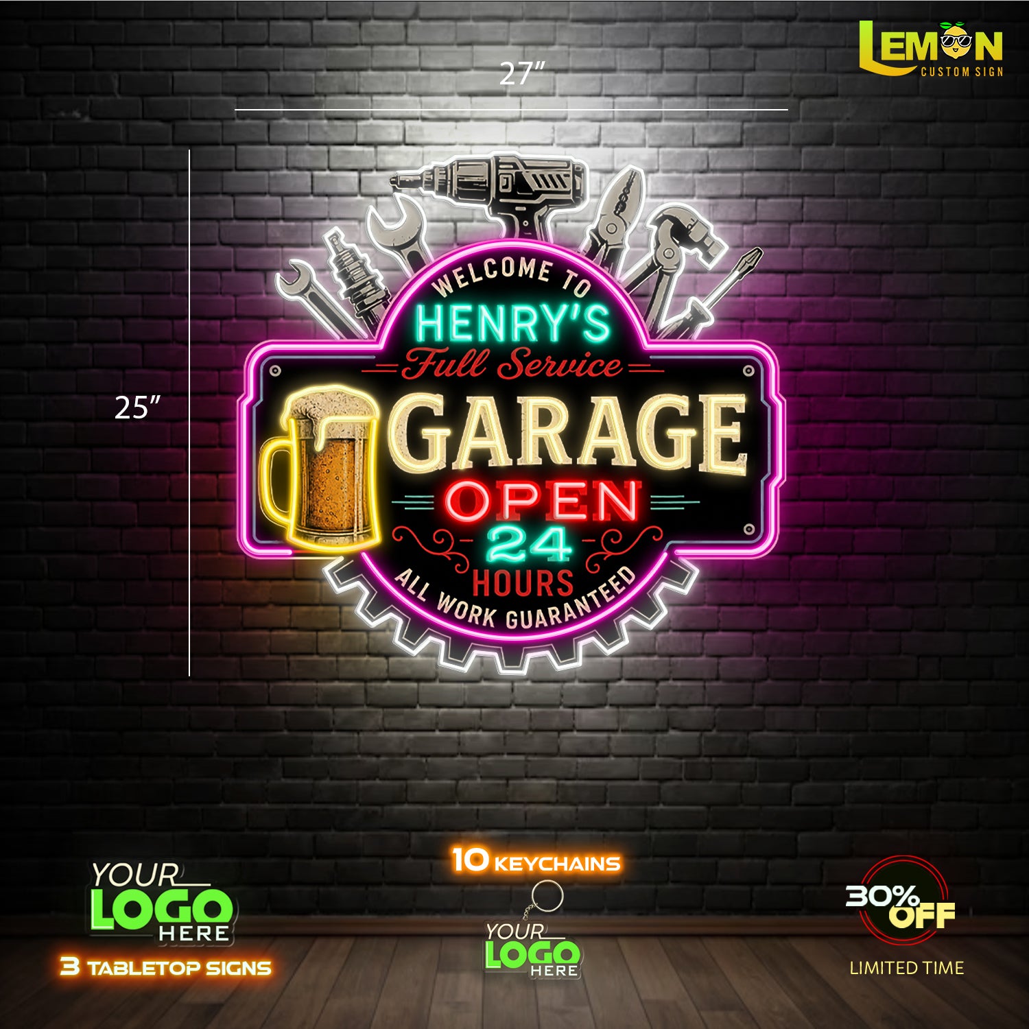 Henry's Full Service Garage| LED NEON SIGN