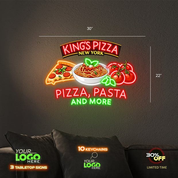 King's Pizza And OPEN sign | LED NEON SIGN ( 2 SIGNS)