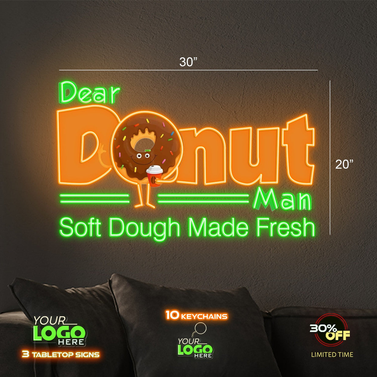 2 logos and 2 sandwiches | LED SIGN (TOTAL 4 SIGNS)