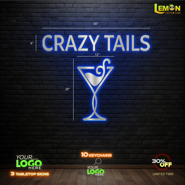Crazy Tails | SLIVER INOX SIGN (Multi-color)