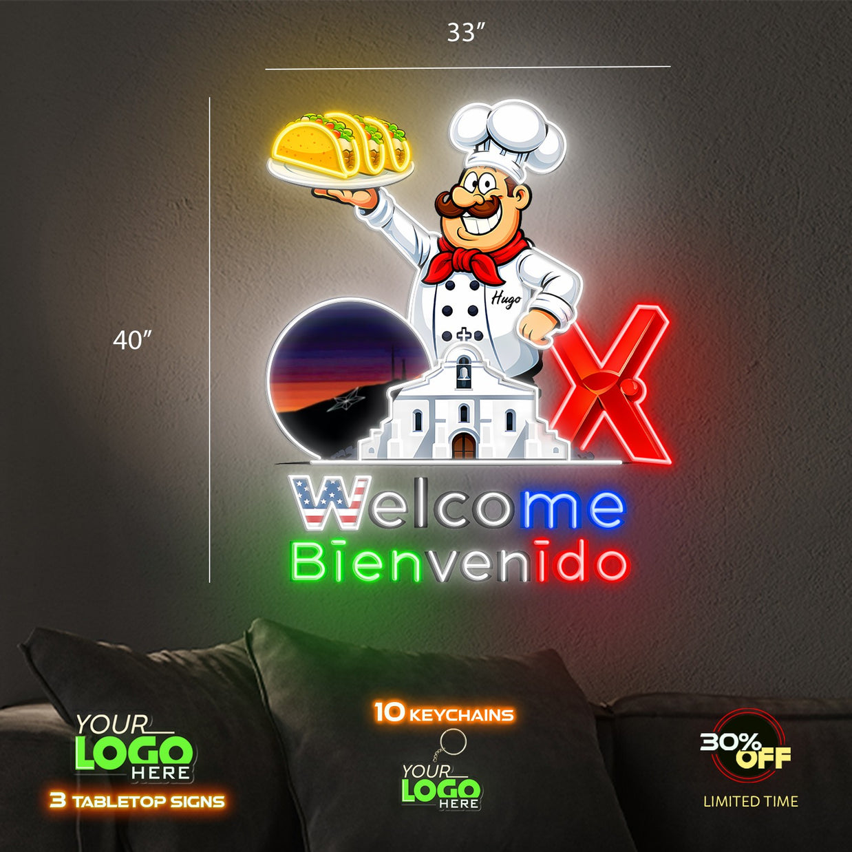 Welcome Bienvenido  | LED NEON SIGN (40x33