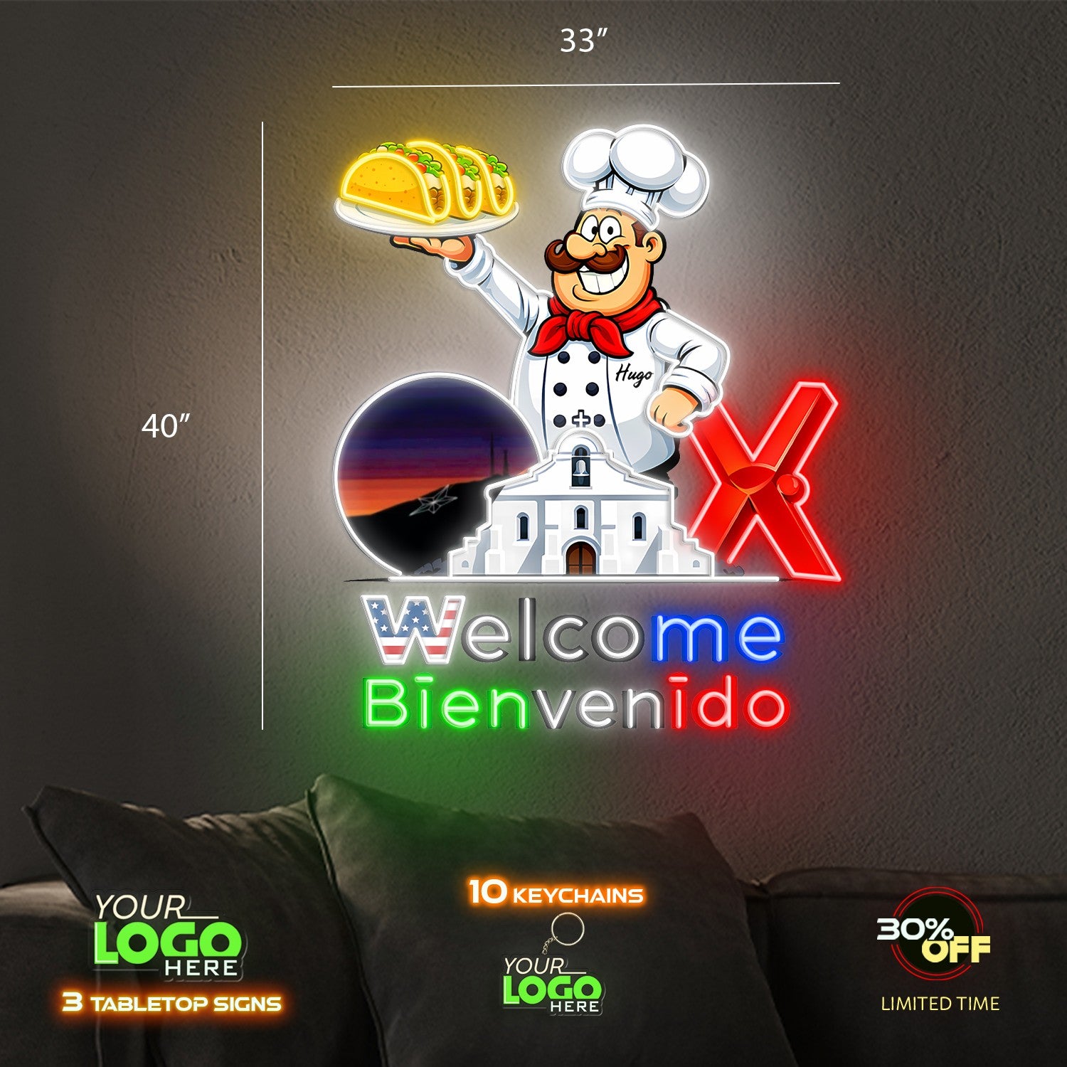 Welcome Bienvenido  | LED NEON SIGN (40x33