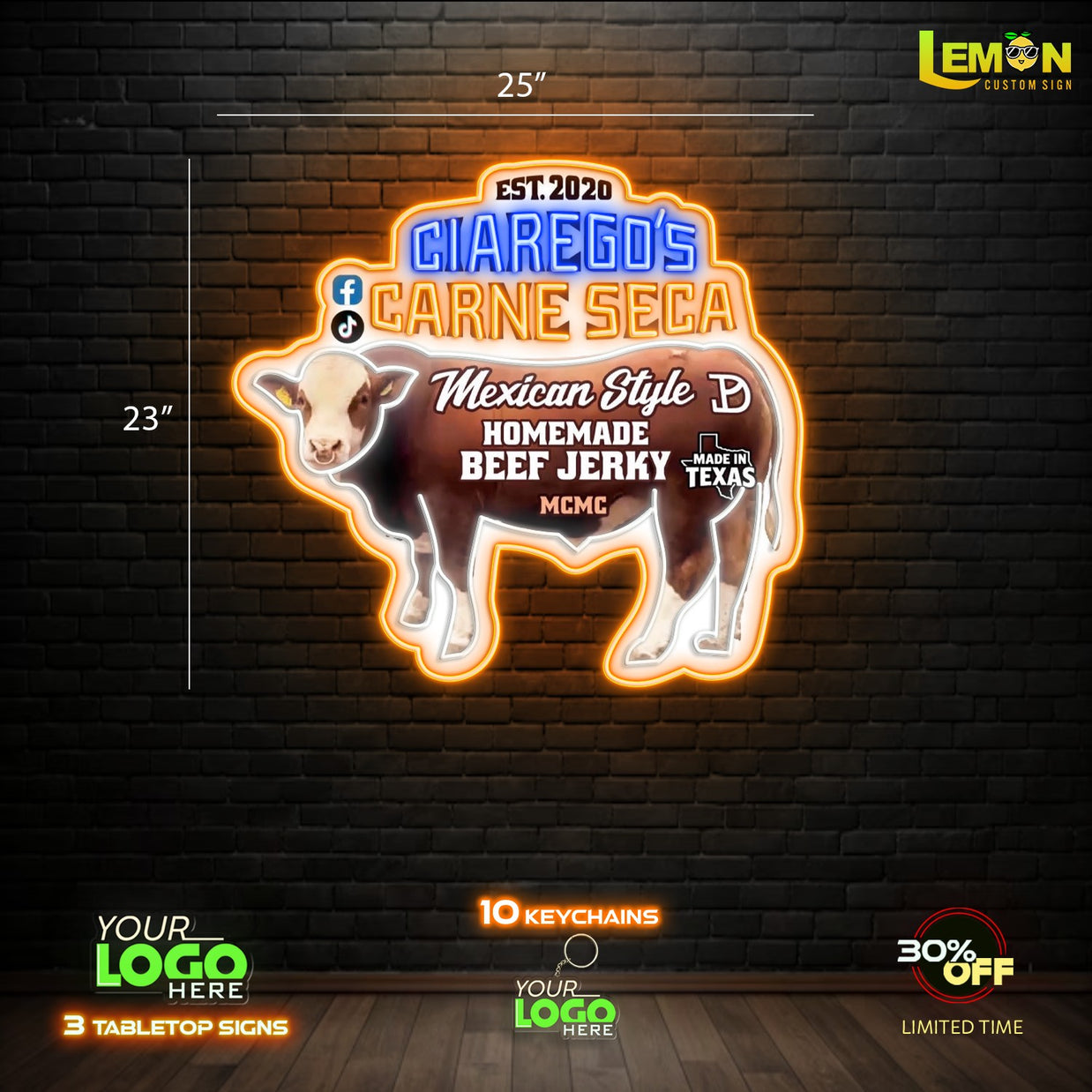 CIAREGO'S CARNE SECA | LED NEON SIGN