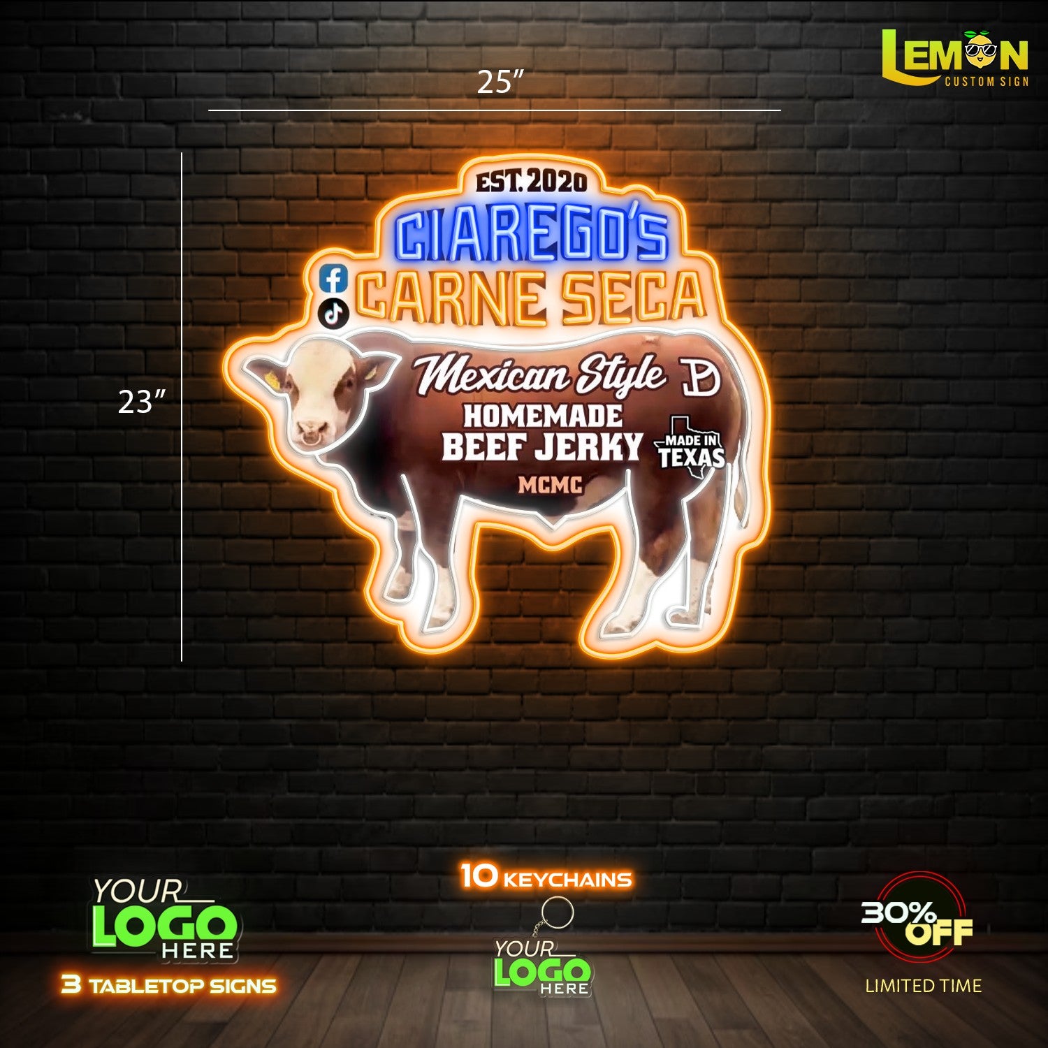 CIAREGO'S CARNE SECA | LED NEON SIGN