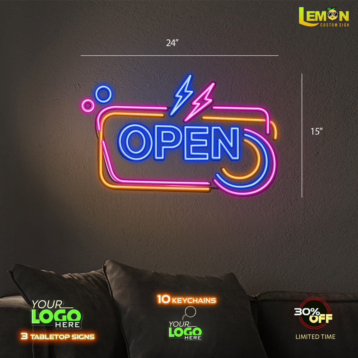 OPEN | LED NEON SIGN (24x15 inches)