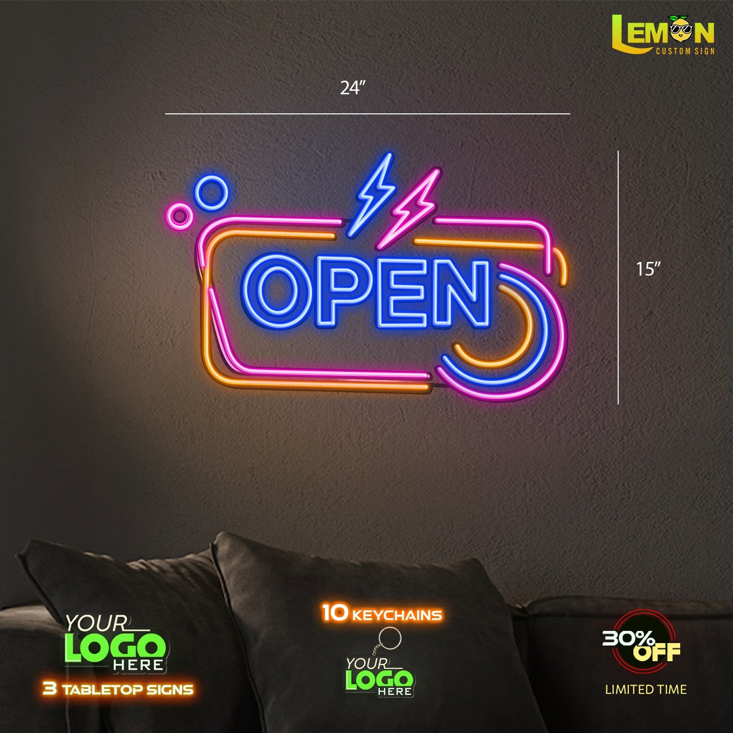 OPEN | LED NEON SIGN (24x15 inches)