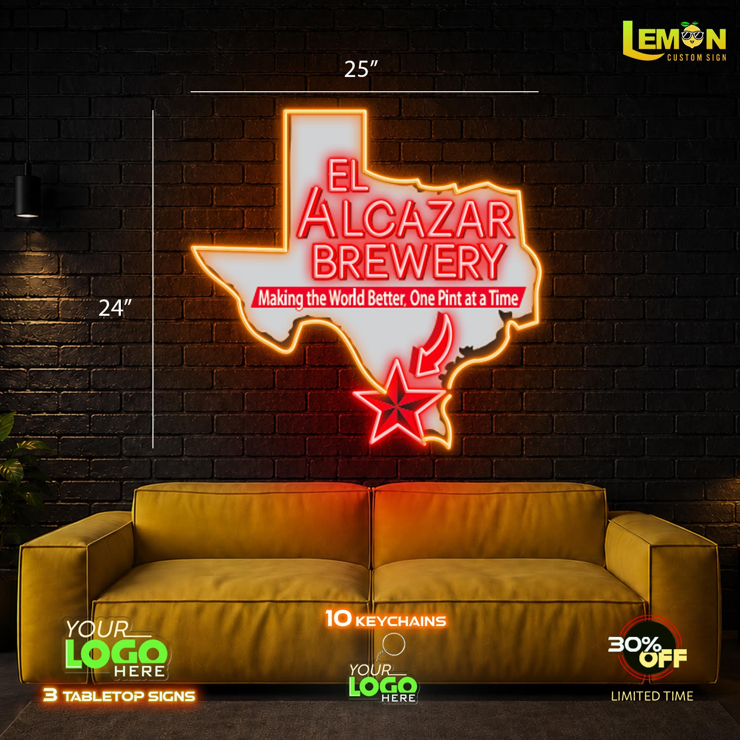 EL ALCAZAR BREWERY | LEMON NEON SIGN (OUTDOOR)