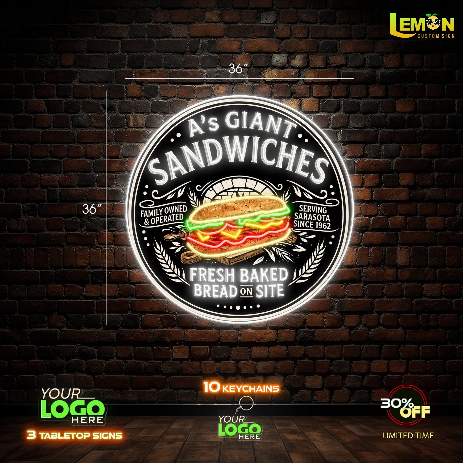 A'S GIANT SANDWICHES | LED NEON SIGN