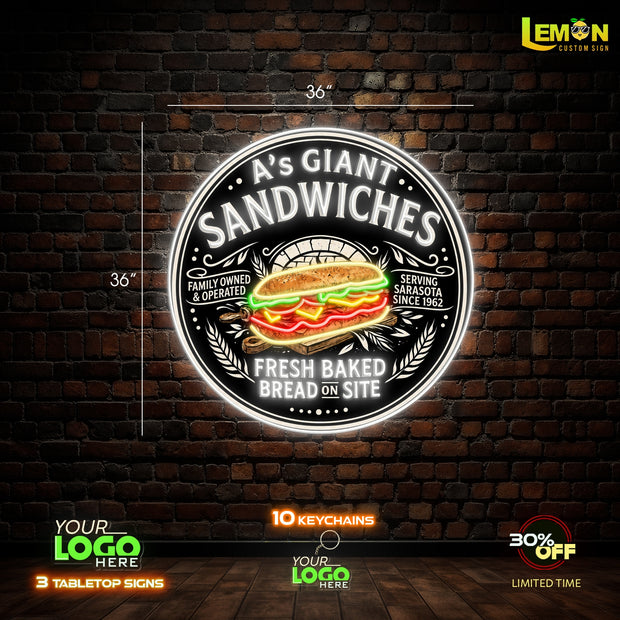 A'S GIANT SANDWICHES | LED NEON SIGN