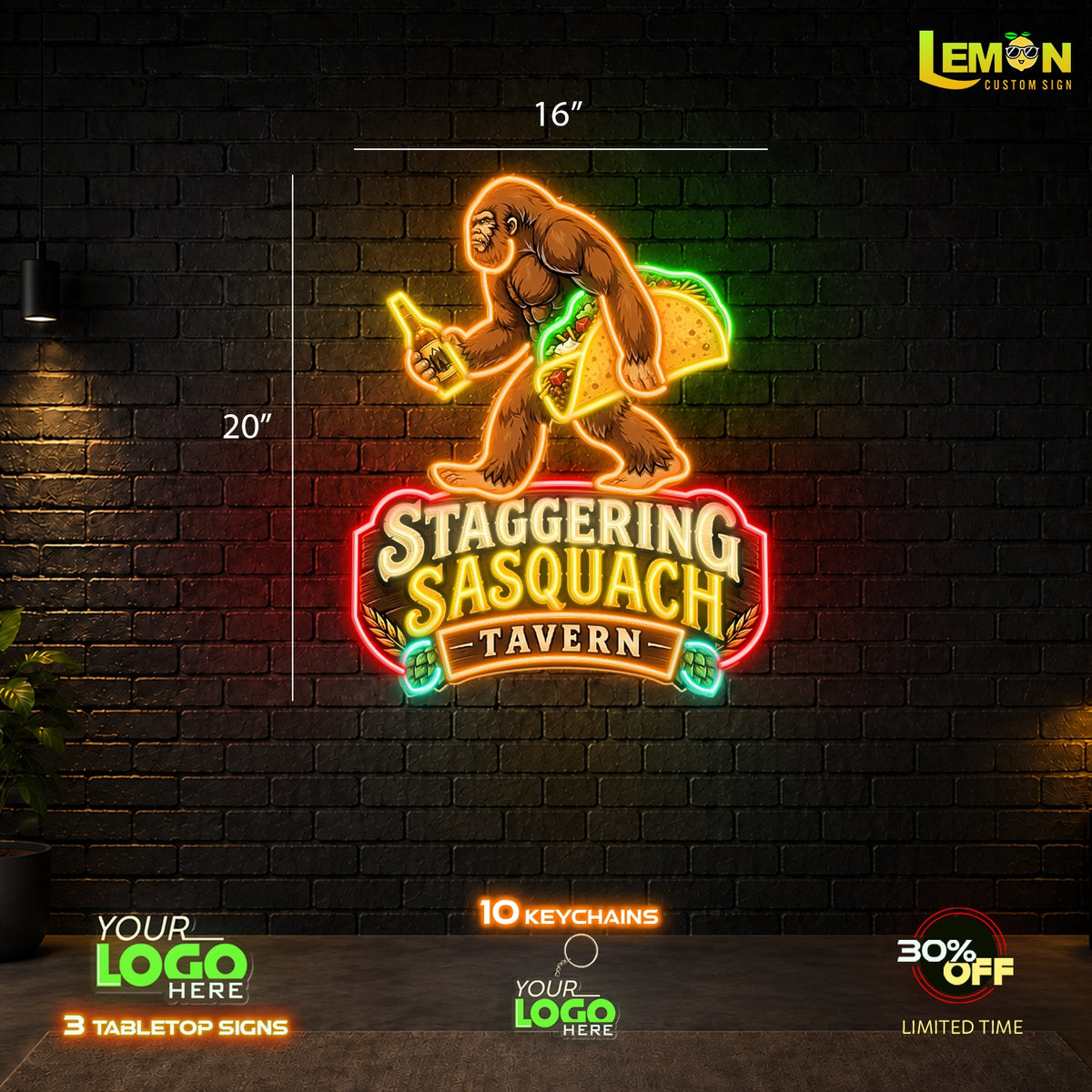 Staggering Sasquach Tavern | LED NEON SIGN