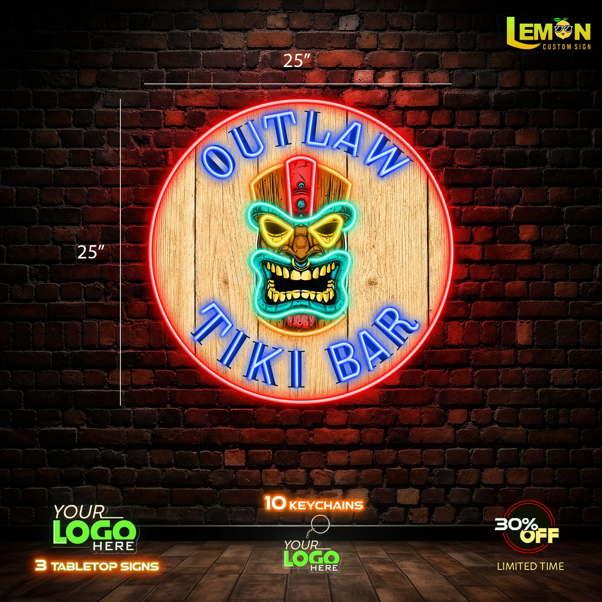 OUTLAW TIKI BAR | LED NEON SIGN 25 INCH