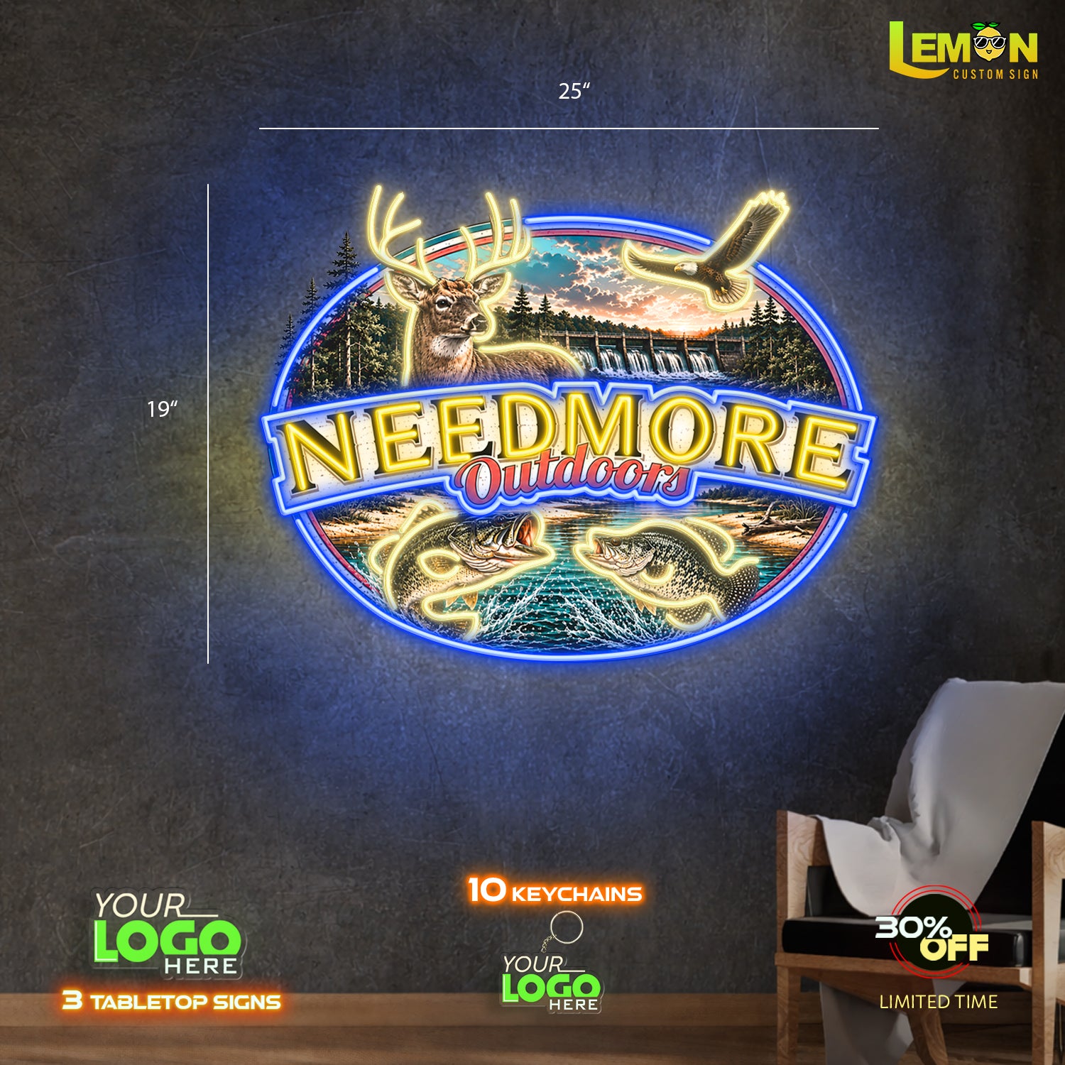 NEED MORE OUTDOORS | LED NEON SIGN 25 inch