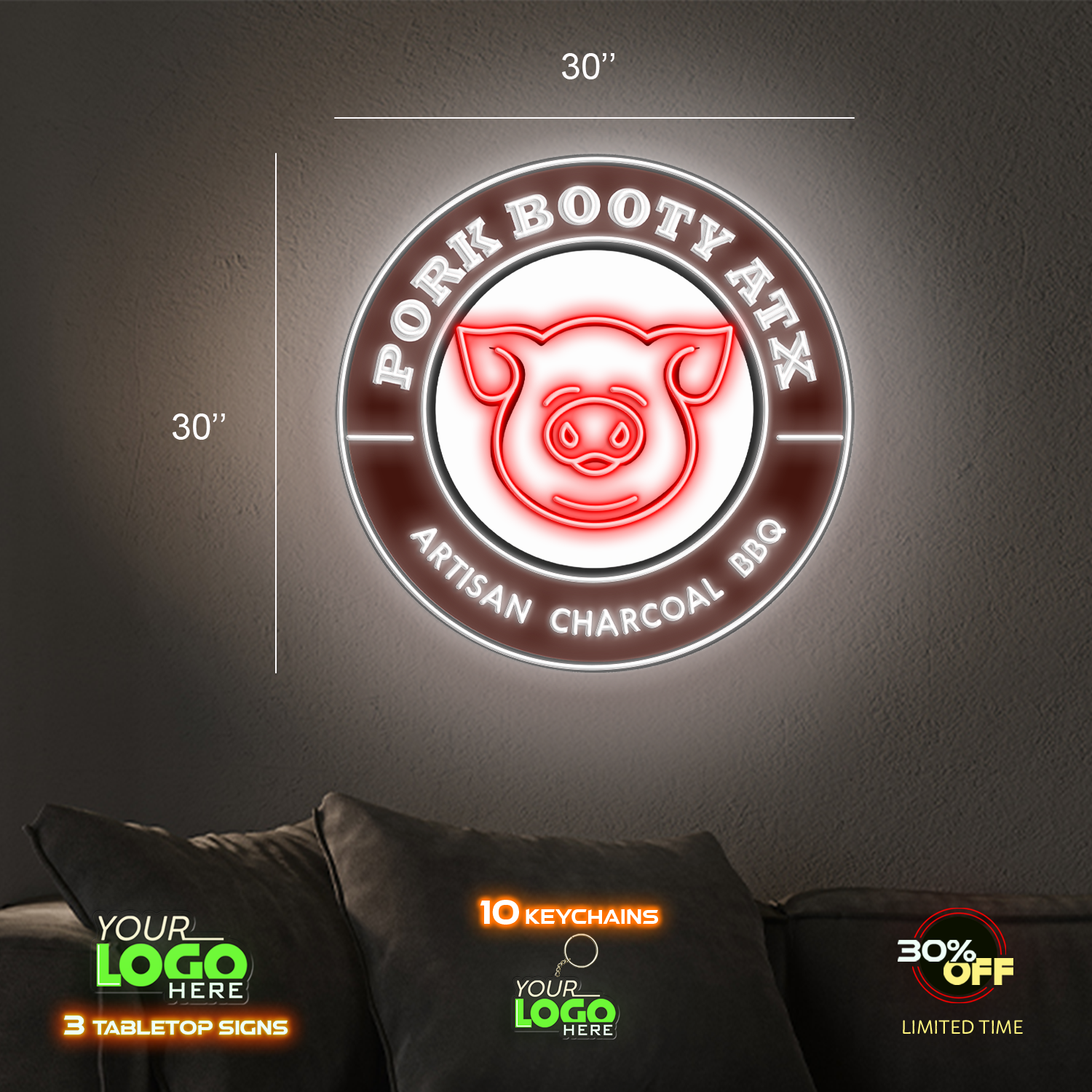 PORK BOOTY ATX | LED NEON SIGN ( 2 WATERPROOF SIGNS)