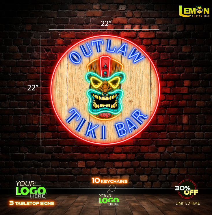 OUTLAW TIKI BAR | LED NEON SIGN 22 INCH