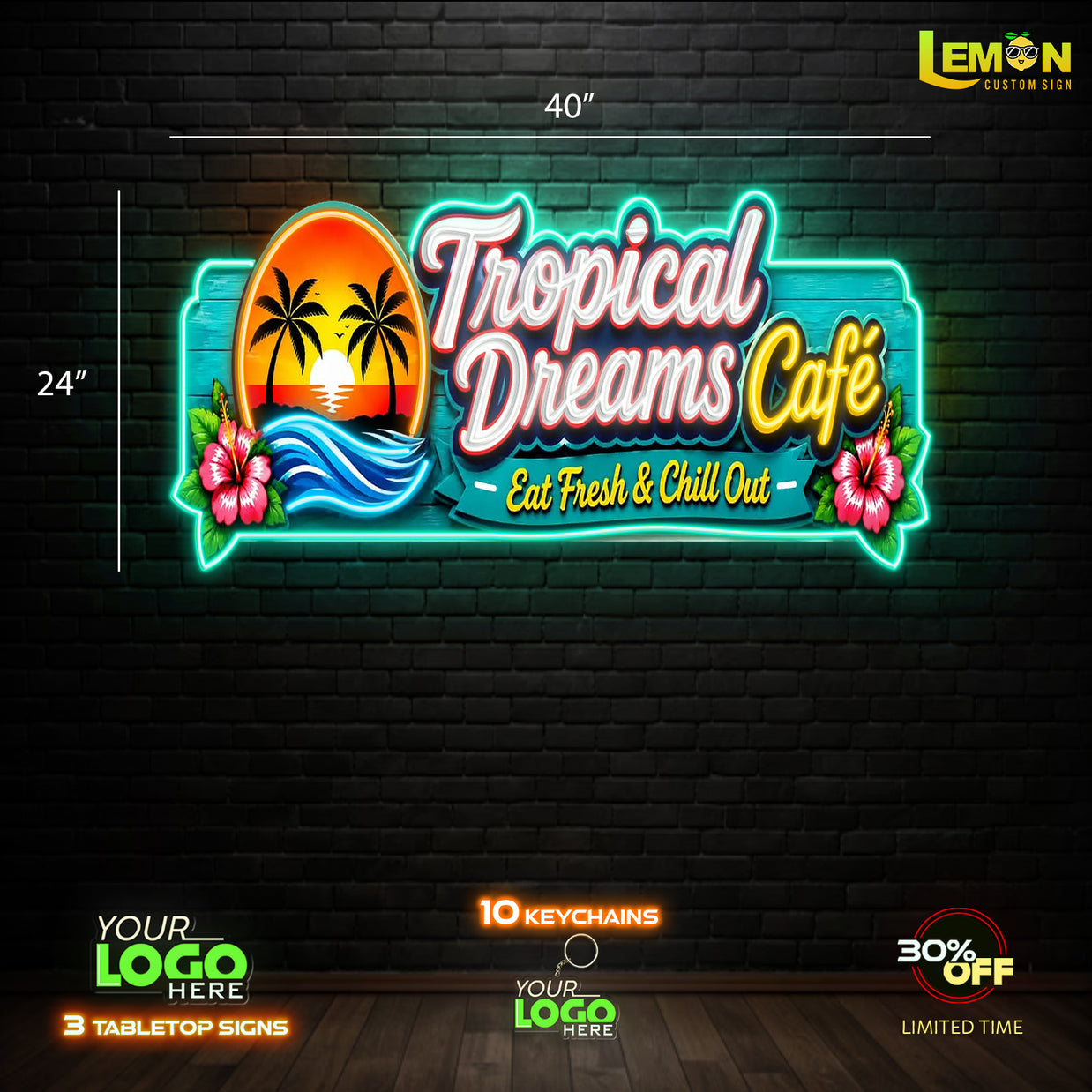 TROPICAL DREAM CAFE | LED NEON SIGN ( 2 OUTDOOR SIGNS)