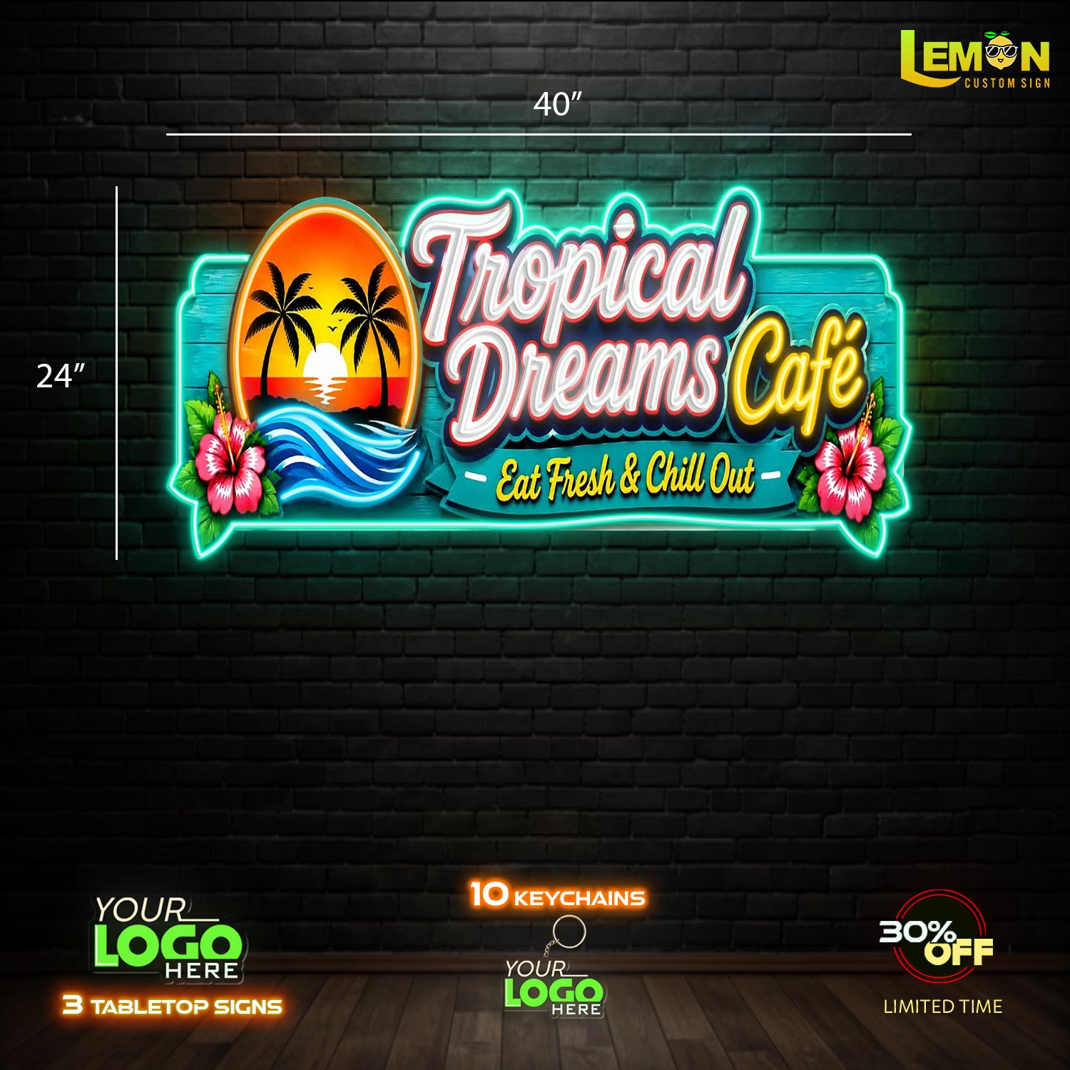 TROPICAL DREAM CAFE | LED NEON SIGN ( 2 OUTDOOR SIGNS)