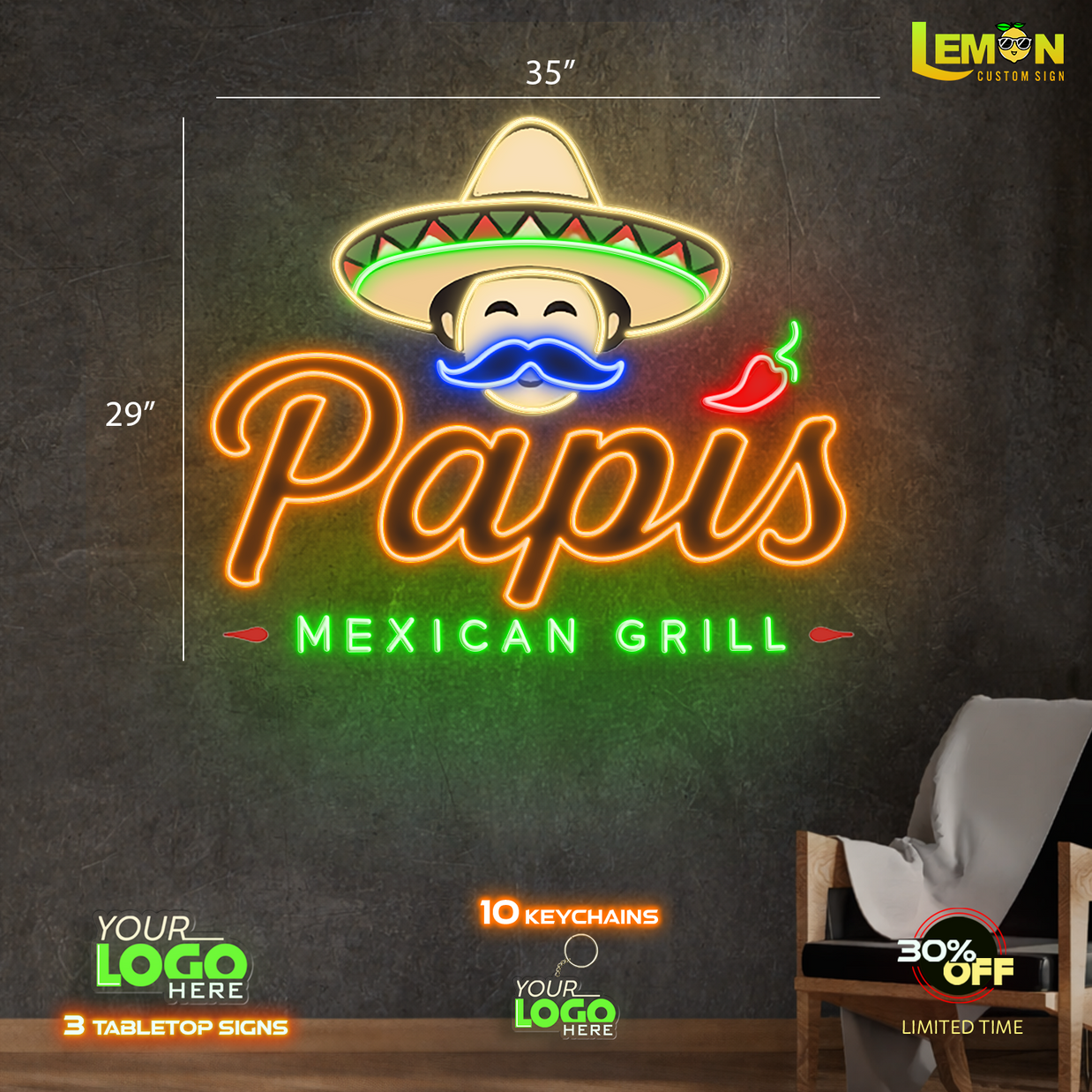 PAPIS MEXICAN GRILL | LED NEON SIGN