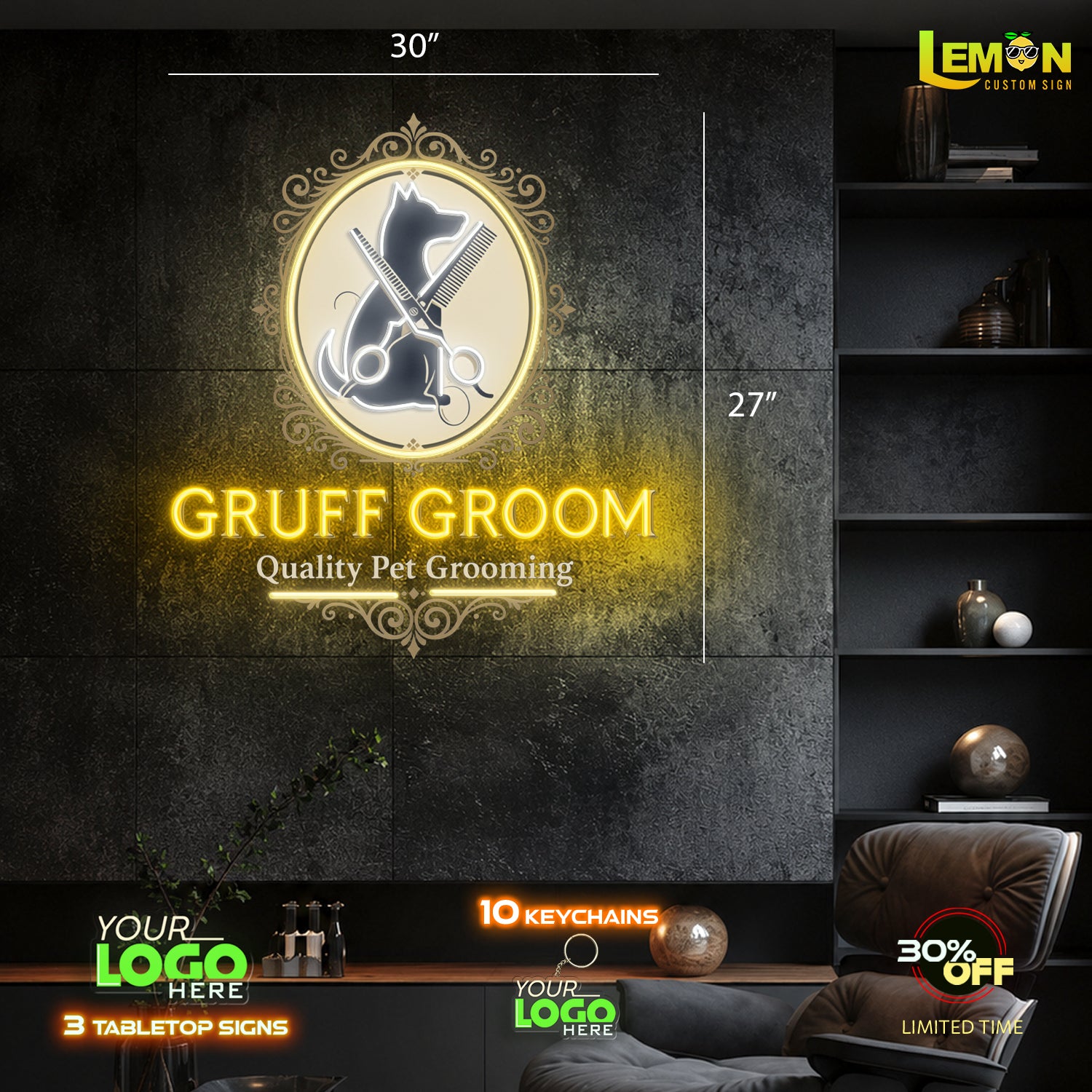 GRUFF GROOM | LED NEON SIGN 30 INCH