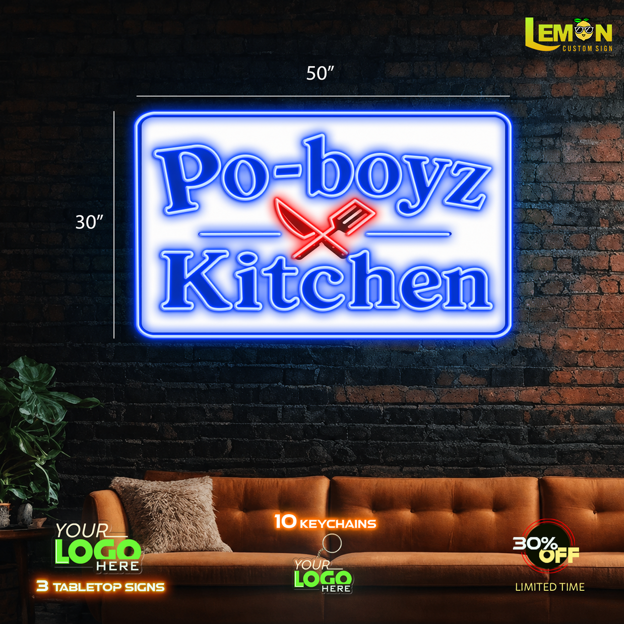 Po-boyz kitchen | LED NEON SIGN (WATERPROOF)