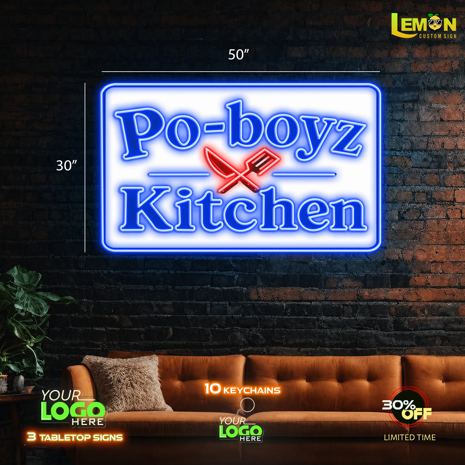 Po-boyz kitchen | LED NEON SIGN (WATERPROOF)