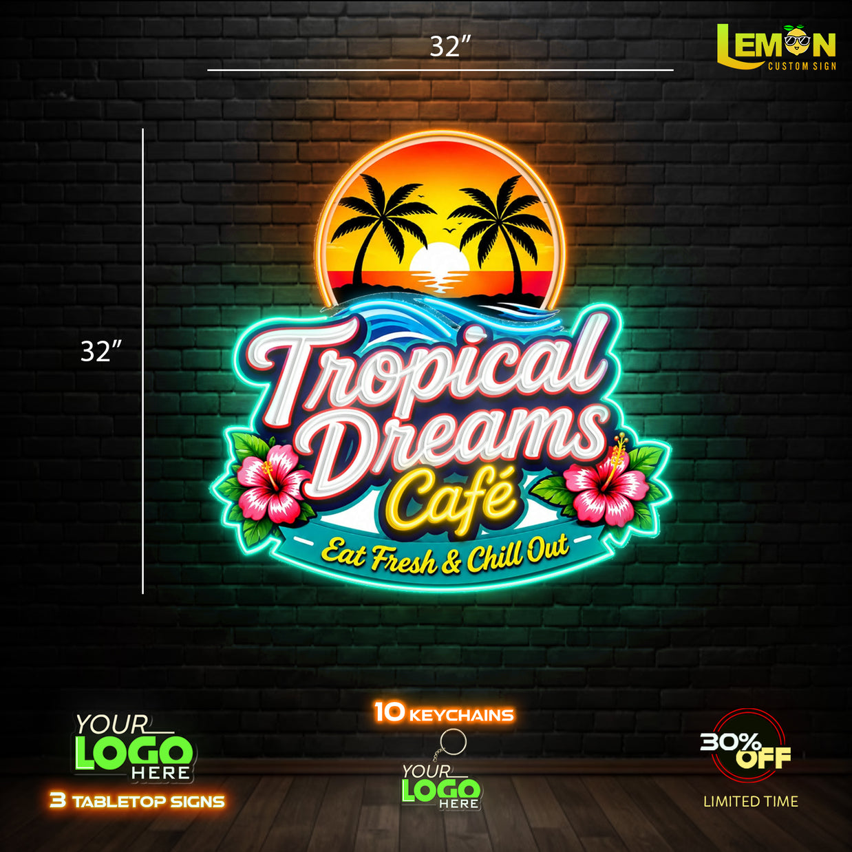 TROPICAL DREAM CAFE | LED NEON SIGN ( 2 OUTDOOR SIGNS)