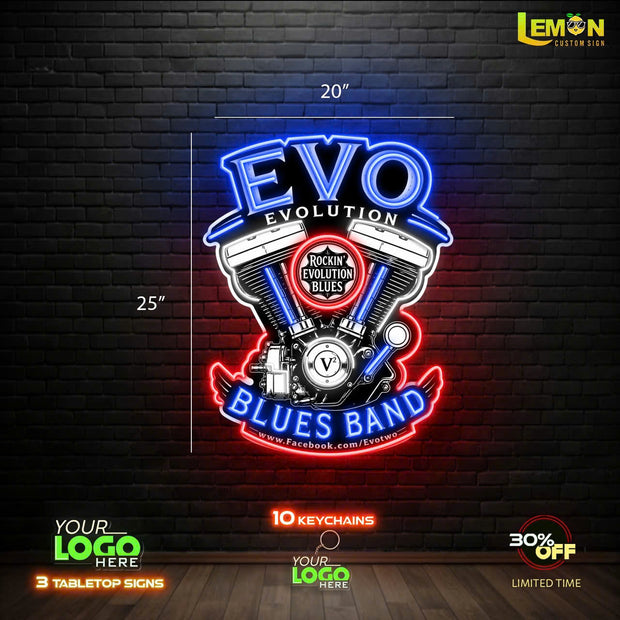 EVO BLUES BAND | LED NEON SIGN ( WITH STANDING)